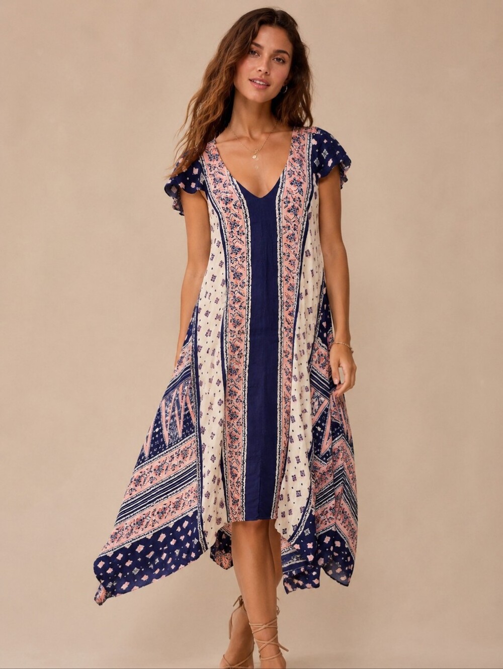 Maeve for Anthropologie high low midi Print Dress size XS bohemian floral print